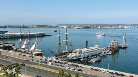 Aerial view of San Diego Maritime Museum