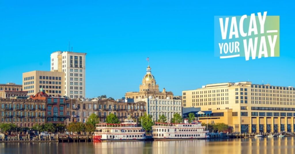 Savannah skyline and river and Vacay Your Way 