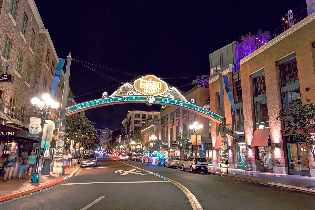 San Diego Gaslamp Quarter at Night