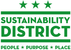 sustainability district people purpose place logo