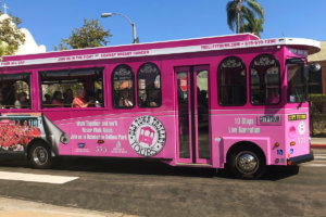 picture of san diego breast cancer awareness pink trolley