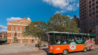 Things To Do In Boston Near Faneuil Hall - Boston trolley driving past faneuil hall