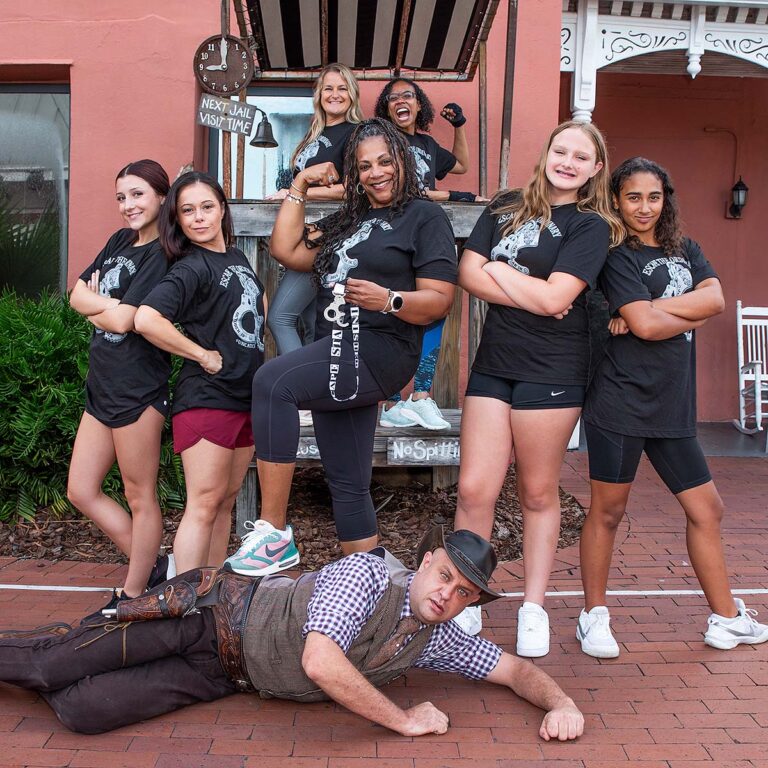 guests wearing jail break race shirts