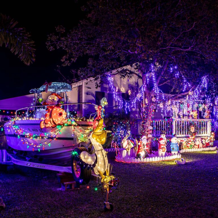 Key West home decorated with holiday lights