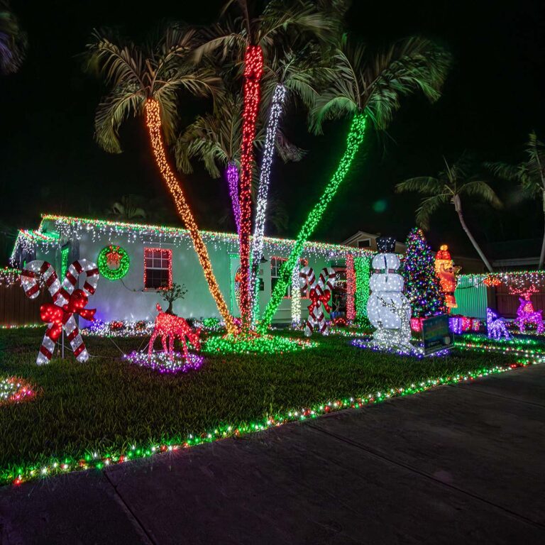 Key West home decorated with holiday lights