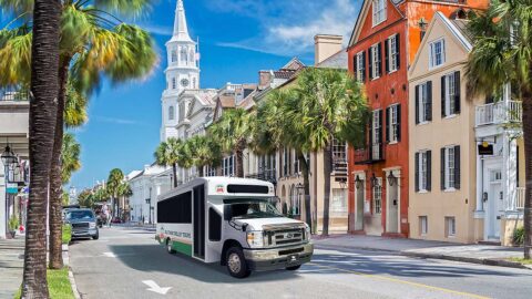 Historic Charleston and trolley