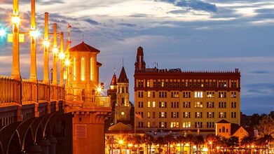 St. Augustine night skyline during winter